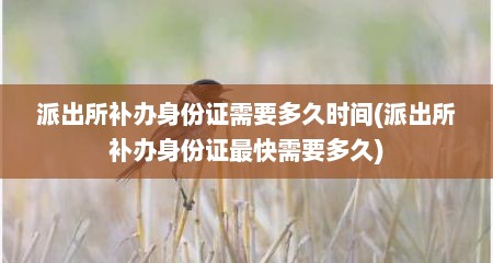 派出所补办身份证需要多久时间(派出所补办身份证最快需要多久)