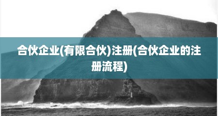 合伙企业(有限合伙)注册(合伙企业的注册流程)