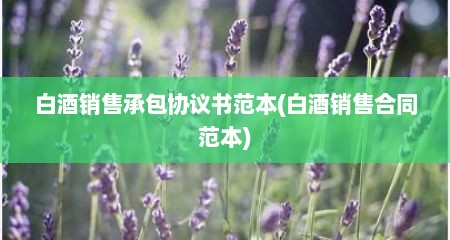 白酒销售承包协议书范本(白酒销售合同范本)