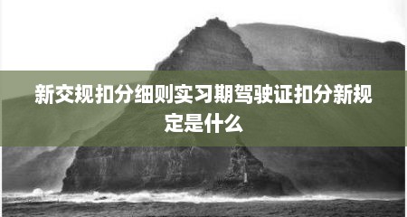 新交规扣分细则实习期驾驶证扣分新规定是什么