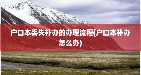户口本丢失补办的办理流程(户口本补办怎么办)
