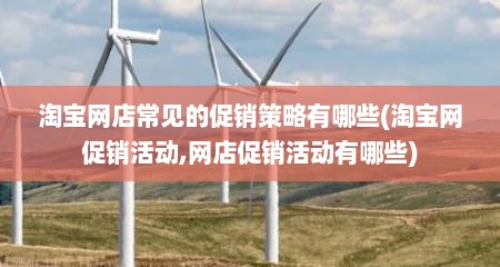 淘宝网店常见的促销策略有哪些(淘宝网促销活动,网店促销活动有哪些)