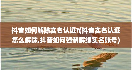 抖音如何解除实名认证?(抖音实名认证怎么解除,抖音如何强制解绑实名账号)