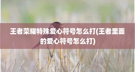 王者荣耀特殊爱心符号怎么打(王者里面的爱心符号怎么打)