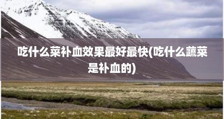 吃什么菜补血效果最好最快(吃什么蔬菜是补血的)