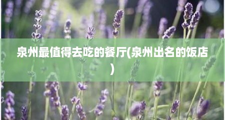 泉州最值得去吃的餐厅(泉州出名的饭店)