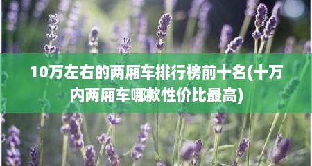 10万左右的两厢车排行榜前十名(十万内两厢车哪款性价比最高)