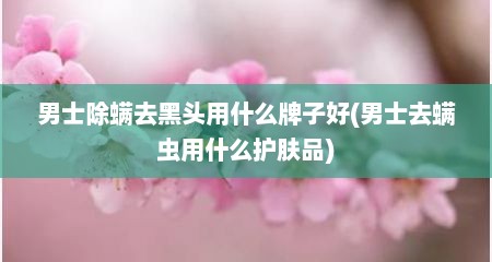 男士除螨去黑头用什么牌子好(男士去螨虫用什么护肤品)
