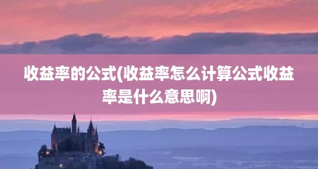 收益率的公式(收益率怎么计算公式收益率是什么意思啊)