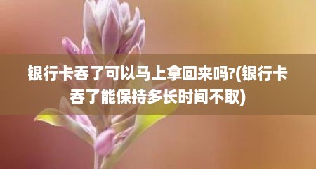 银行卡吞了可以马上拿回来吗?(银行卡吞了能保持多长时间不取)