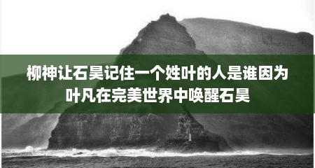 柳神让石昊记住一个姓叶的人是谁因为叶凡在完美世界中唤醒石昊