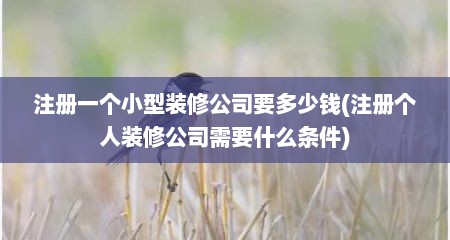 注册一个小型装修公司要多少钱(注册个人装修公司需要什么条件)