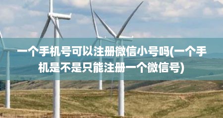一个手机号可以注册微信小号吗(一个手机是不是只能注册一个微信号)