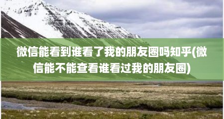微信能看到谁看了我的朋友圈吗知乎(微信能不能查看谁看过我的朋友圈)