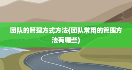 团队的管理方式方法(团队常用的管理方法有哪些)