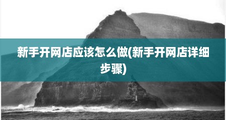 新手开网店应该怎么做(新手开网店详细步骤)