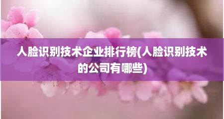 人脸识别技术企业排行榜(人脸识别技术的公司有哪些)