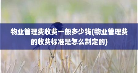 物业管理费收费一般多少钱(物业管理费的收费标准是怎么制定的)