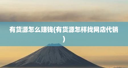 有货源怎么赚钱(有货源怎样找网店代销)
