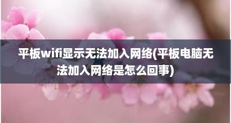 平板wifi显示无法加入网络(平板电脑无法加入网络是怎么回事)