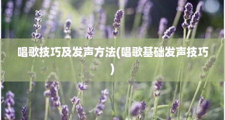 唱歌技巧及发声方法(唱歌基础发声技巧)