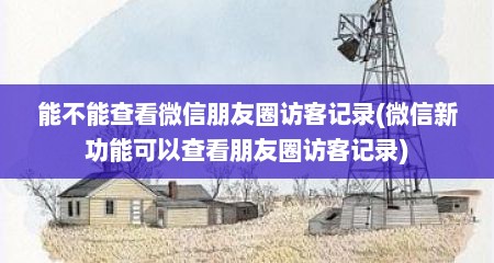 能不能查看微信朋友圈访客记录(微信新功能可以查看朋友圈访客记录)