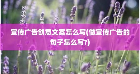 宣传广告创意文案怎么写(做宣传广告的句子怎么写?)