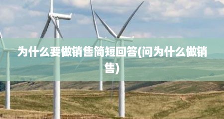 为什么要做销售简短回答(问为什么做销售)