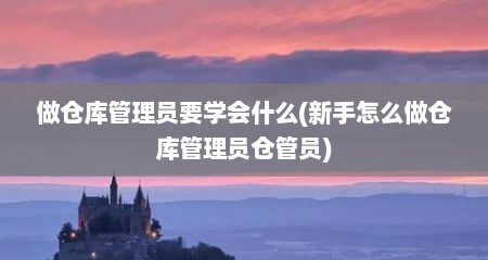 做仓库管理员要学会什么(新手怎么做仓库管理员仓管员)