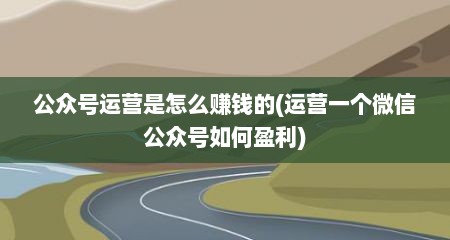 公众号运营是怎么赚钱的(运营一个微信公众号如何盈利)