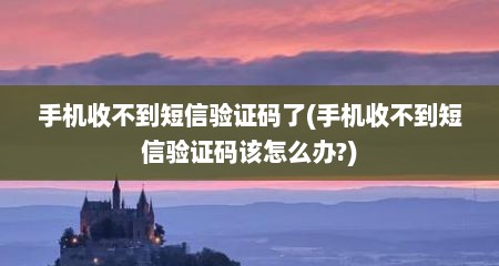 手机收不到短信验证码了(手机收不到短信验证码该怎么办?)