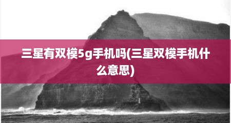 三星有双模5g手机吗(三星双模手机什么意思)