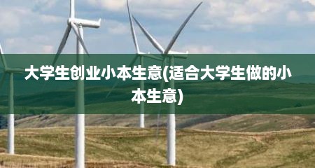 大学生创业小本生意(适合大学生做的小本生意)