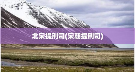 北宋提刑司(宋朝提刑司)