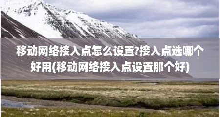 移动网络接入点怎么设置?接入点选哪个好用(移动网络接入点设置那个好)