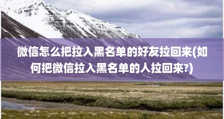 微信怎么把拉入黑名单的好友拉回来(如何把微信拉入黑名单的人拉回来?)