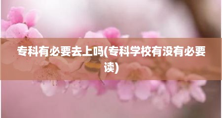 专科有必要去上吗(专科学校有没有必要读)