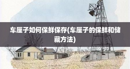 车厘子如何保鲜保存(车厘子的保鲜和储藏方法)