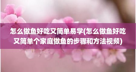 怎么做鱼好吃又简单易学(怎么做鱼好吃又简单个家庭做鱼的步骤和方法视频)