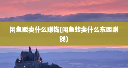 闲鱼贩卖什么赚钱(闲鱼转卖什么东西赚钱)