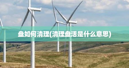 盘如何清理(清理盘活是什么意思)