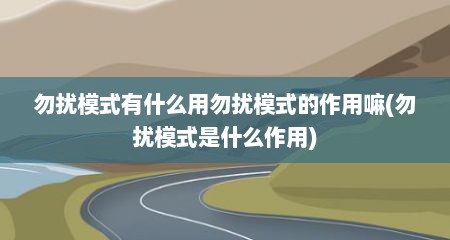 勿扰模式有什么用勿扰模式的作用嘛(勿扰模式是什么作用)