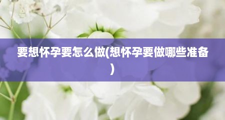 要想怀孕要怎么做(想怀孕要做哪些准备)