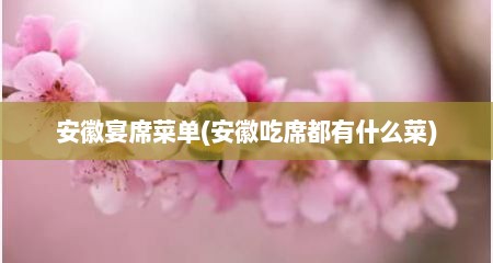 安徽宴席菜单(安徽吃席都有什么菜)
