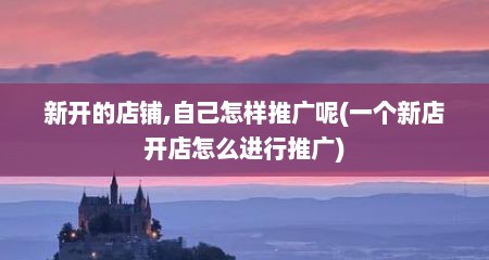 新开的店铺,自己怎样推广呢(一个新店开店怎么进行推广)