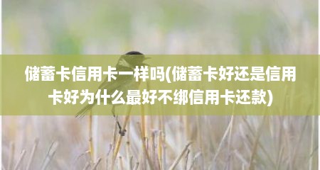 储蓄卡信用卡一样吗(储蓄卡好还是信用卡好为什么最好不绑信用卡还款)