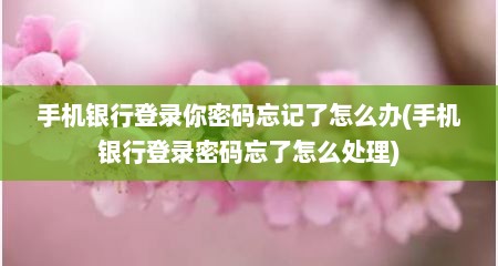 手机银行登录你密码忘记了怎么办(手机银行登录密码忘了怎么处理)