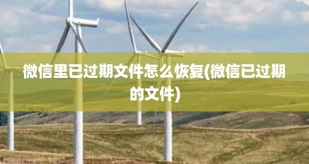 微信里已过期文件怎么恢复(微信已过期的文件)