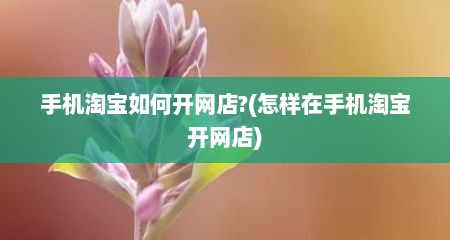 手机淘宝如何开网店?(怎样在手机淘宝开网店)