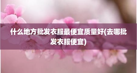 什么地方批发衣服最便宜质量好(去哪批发衣服便宜)